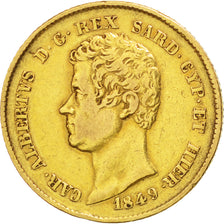 Italie, Sardaigne, Charles Albert, 20 Lire, 1849 P, Gênes, KM 131.2