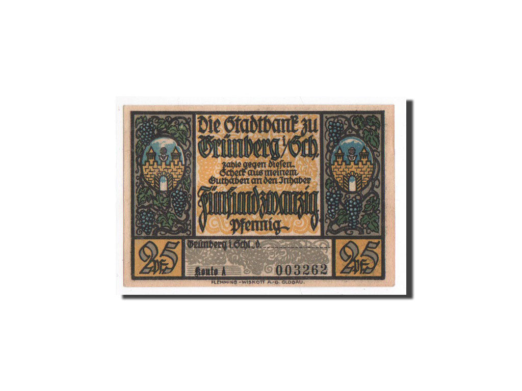 Banknote, Germany, Grunberg Stadt, 25 Pfennig, Maison, O.D, Undated, UNC(65-70)