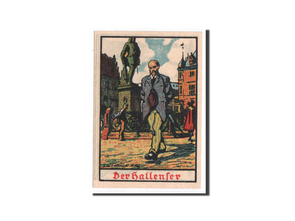 Banknote, Germany, Halle a.d. Saale, 50 Pfennig, statue, 1921, 1921-11-06