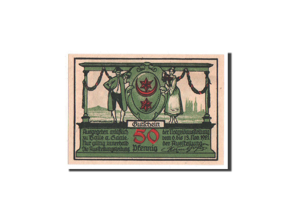 Banknote, Germany, Halle a.d. Saale, 50 Pfennig, cathédrale, 1921, 1921-11-06
