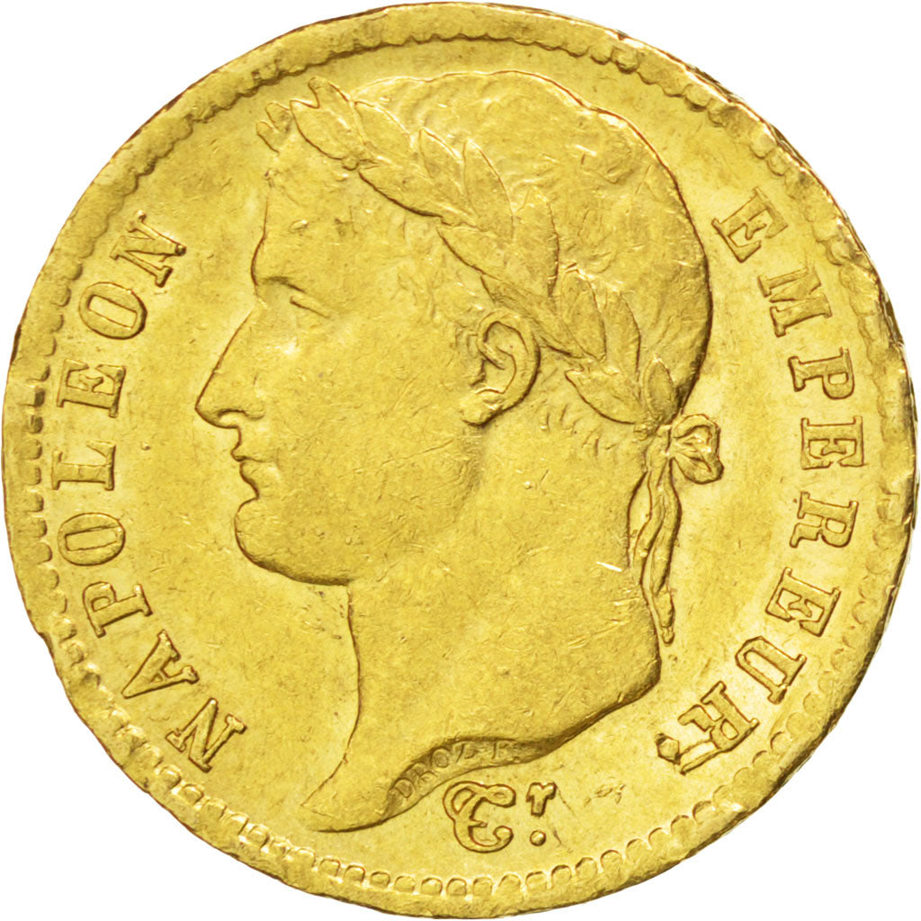 FRANCE, Napoléon I, 20 Francs, 1812, Paris, KM #695.1, AU(50-53), Gold, Gadoury 