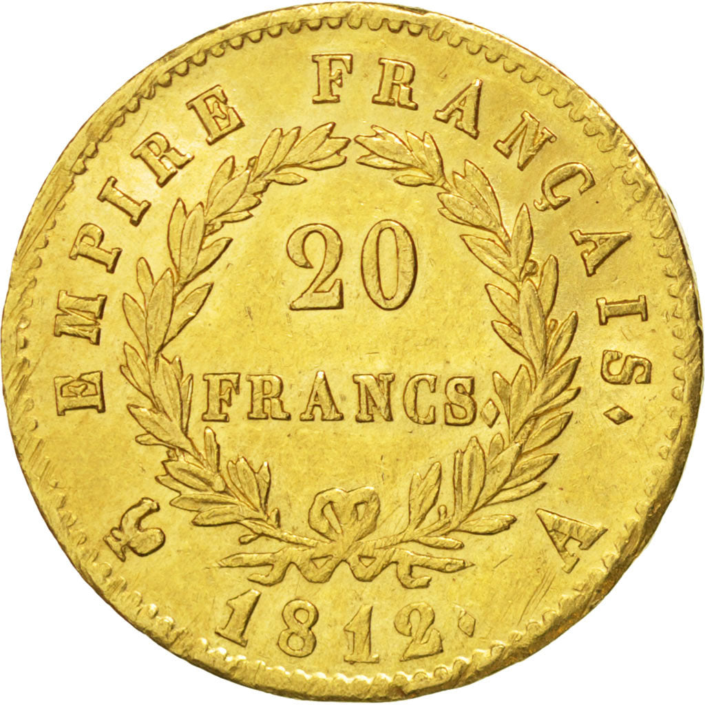 FRANCE, Napoléon I, 20 Francs, 1812, Paris, KM #695.1, AU(50-53), Gold, Gadoury 