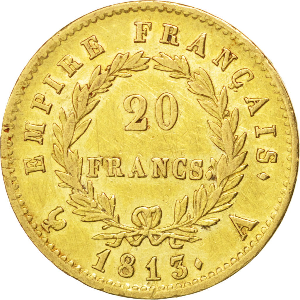 FRANCE, Napoléon I, 20 Francs, 1813, Paris, KM #695.1, EF(40-45), Gold, Gadoury 