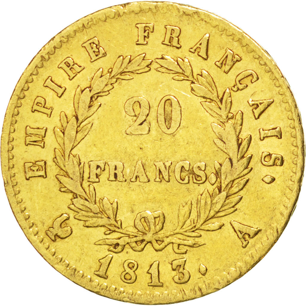 FRANCE, Napoléon I, 20 Francs, 1813, Paris, KM #695.1, EF(40-45), Gold, Gadoury 