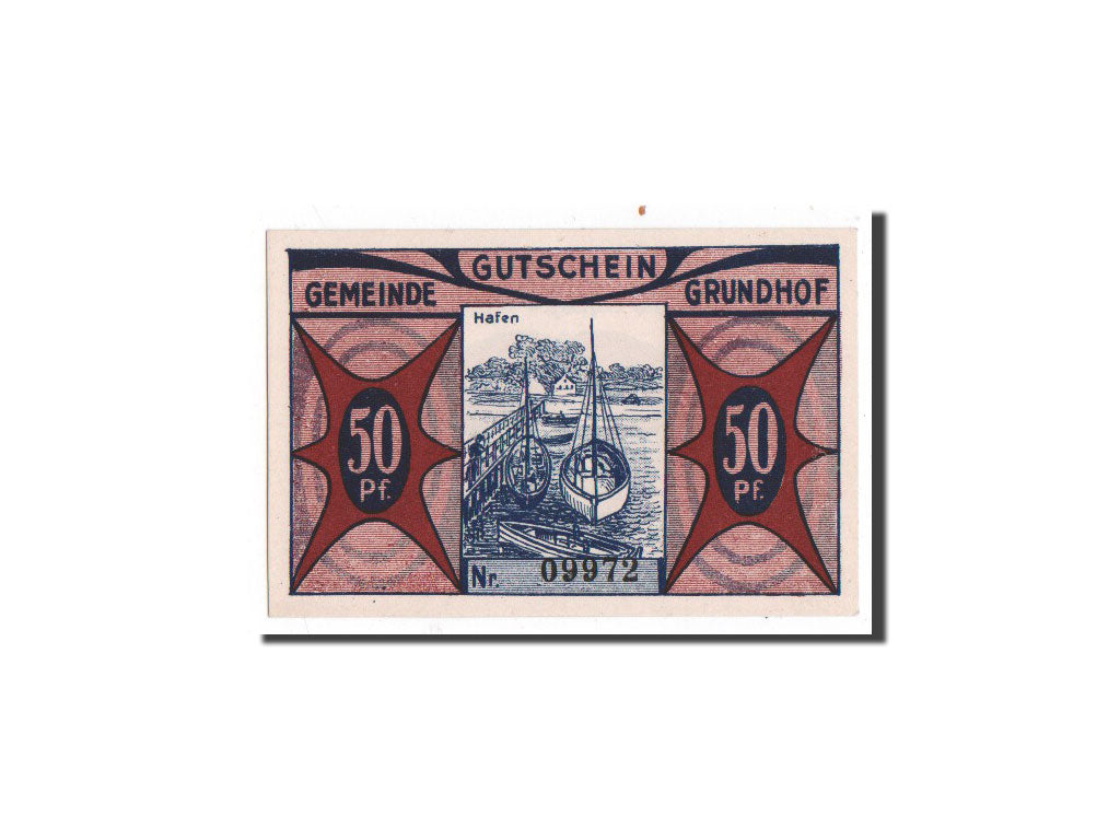 Banknote, Germany, Grundhof in Angeln, 50 Pfennig, bateau, 1921, 1921-04-01