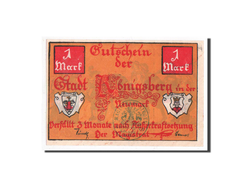 Banknote, Germany, Königsberg N. M, 1 Mark, chevalier, O.D, Undated