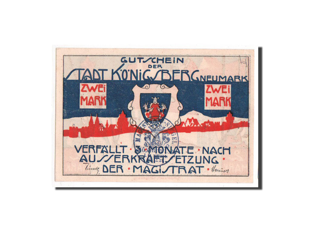 Banconote, Germania, Königsberg N. M, 2 Mark, chevalier, O.D, Undated, FDS