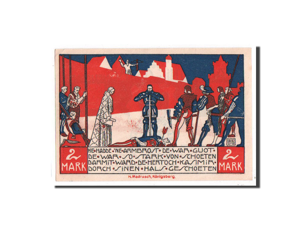 Banconote, Germania, Königsberg N. M, 2 Mark, chevalier, O.D, Undated, FDS