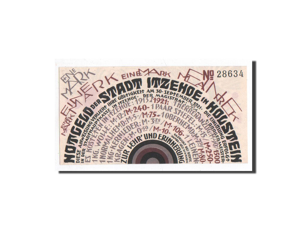 Germany, Itzehoe, 1 Mark, personnage, Undated, UNC(65-70), Mehl:649.5a