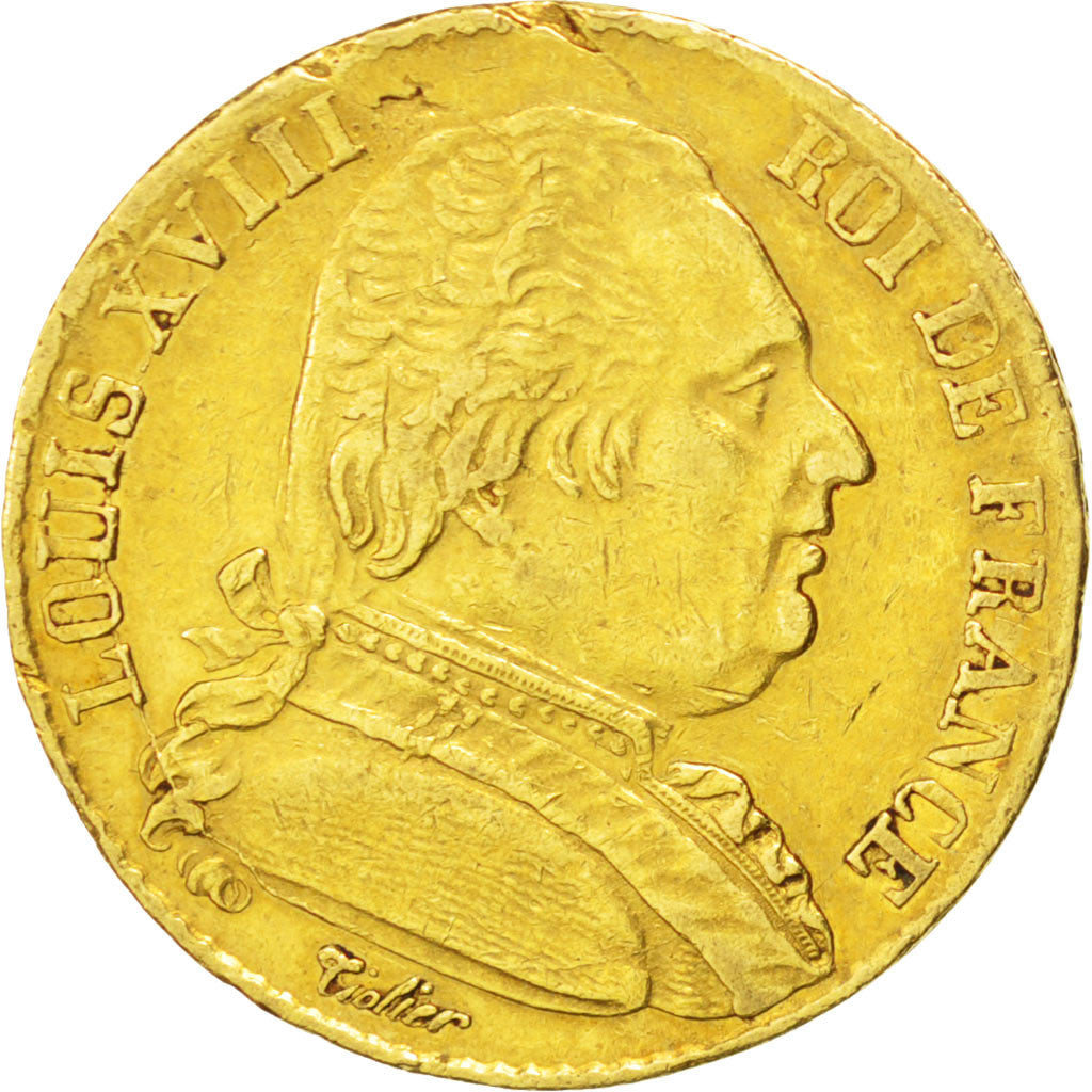 FRANCE, Louis XVIII, 20 Francs, 1815, Bayonne, KM #706.4, EF(40-45), Gold,...