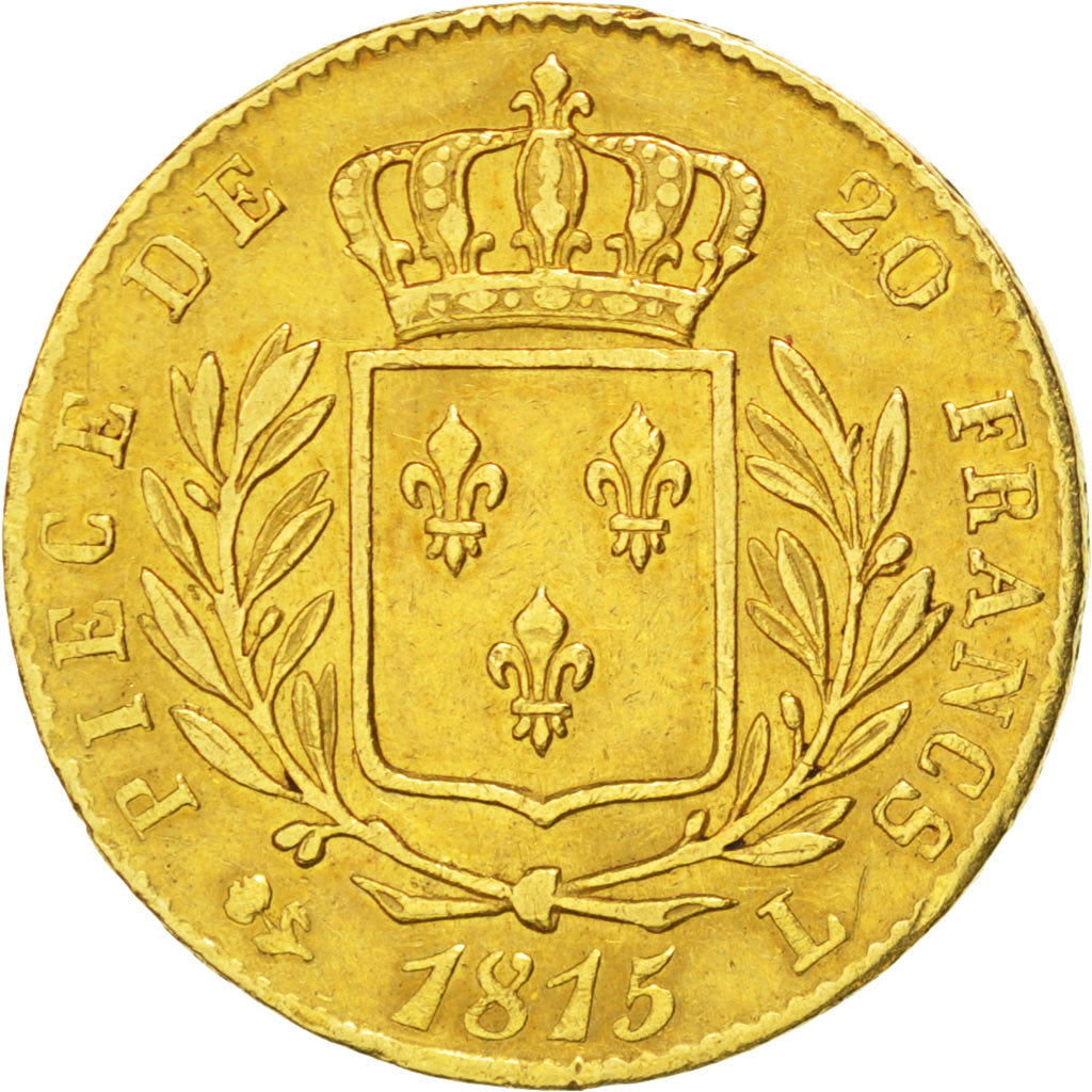 FRANCE, Louis XVIII, 20 Francs, 1815, Bayonne, KM #706.4, EF(40-45), Gold,...