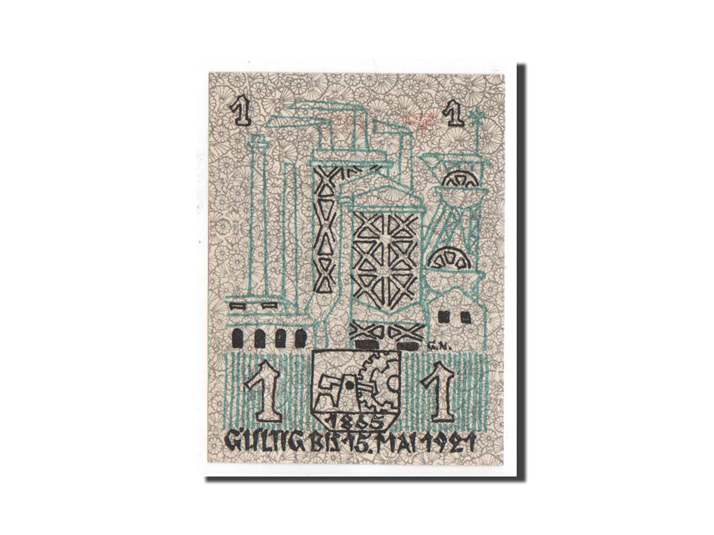 Banconote, Germania, Kattowitz, 1 Mark, machine, 1921, 1921-03-16, FDS