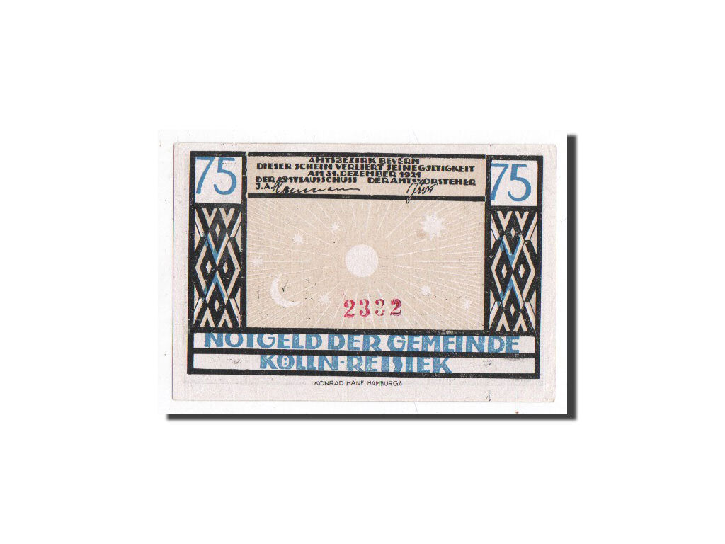 Geldschein, Deutschland, Kölln-Reisiek, 75 Pfennig, balance, scorpion 2, 1921