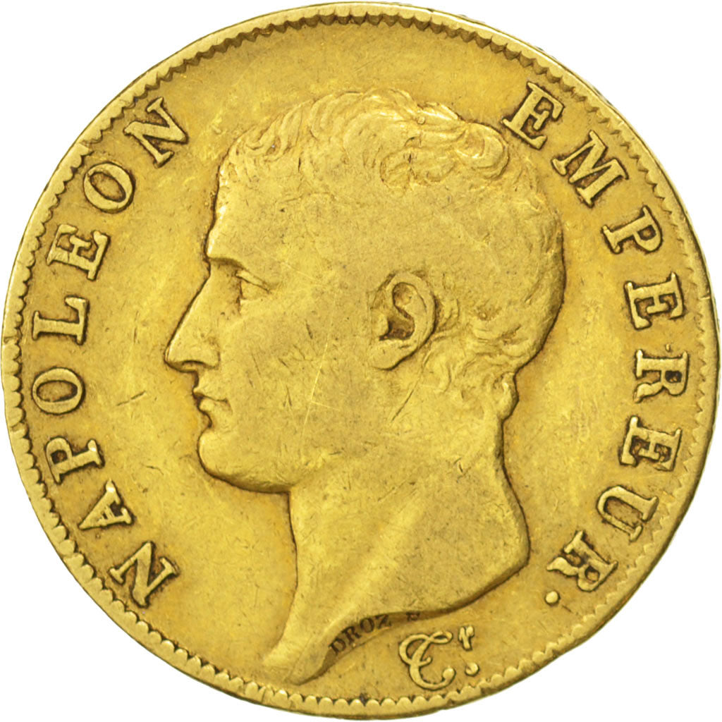 Francia, Napoléon I, 40 Francs, 1805, Paris, MB+, Oro, KM:664.1, Gadoury:1081