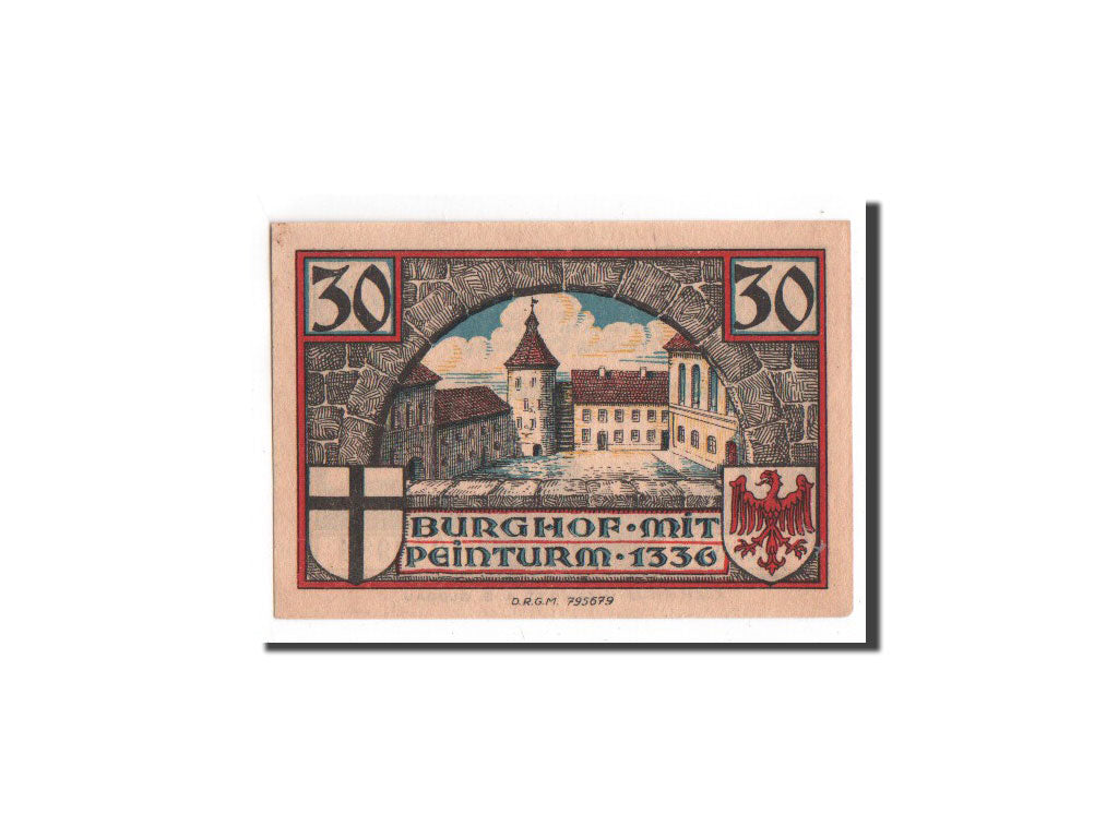 Banknote, Germany, Insterburg, 30 Pfennig, château, O.D, Undated, UNC(65-70)