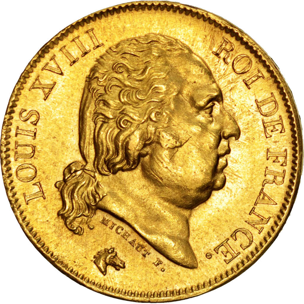 FRANCE, Louis XVIII, 40 Francs, 1818, Lille, KM #713.6, AU(55-58), Gold,...