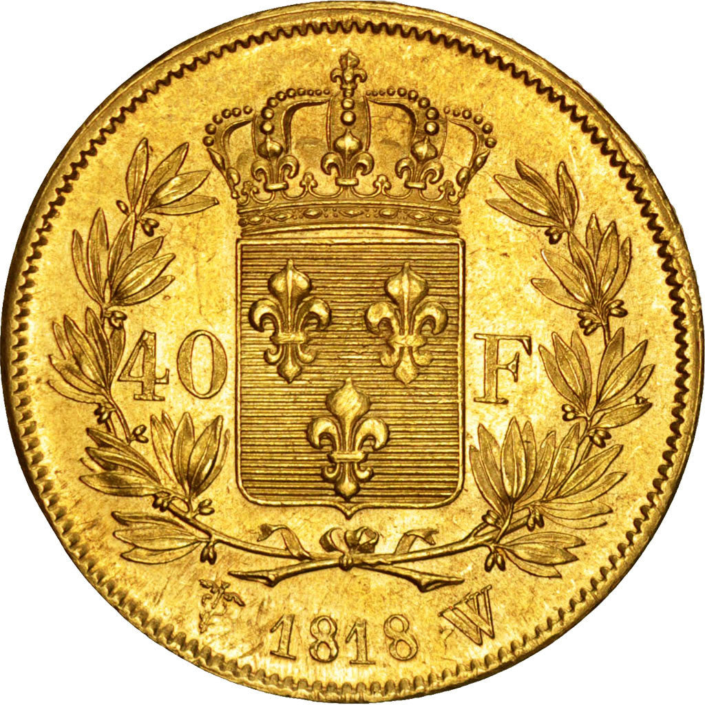 FRANCE, Louis XVIII, 40 Francs, 1818, Lille, KM #713.6, AU(55-58), Gold,...