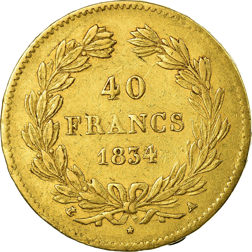 Coin, France, Louis-Philippe, 40 Francs, 1834, Paris, EF(40-45), Gold, KM:747.1