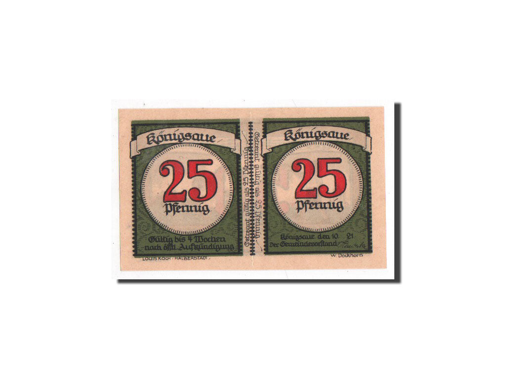 Germany, Königsaue, 50 Pfennig, notes de musique, 1921-06-10, UNC(65-70), Mehl:7