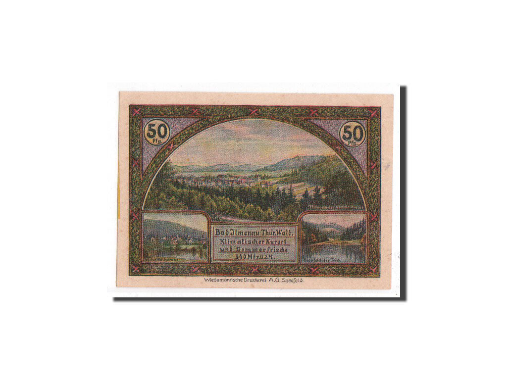 Banknote, Germany, Llmenau, 50 Pfennig, paysage, 1921, Undated, UNC(65-70)