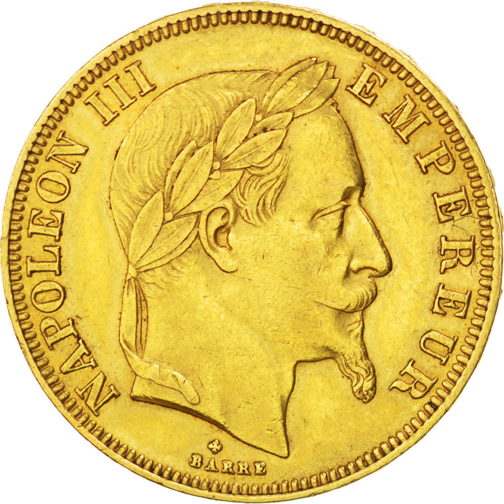 FRANCE, Napoléon III, 50 Francs, 1862, Strasbourg, KM #804.2, AU(50-53), Gold, G