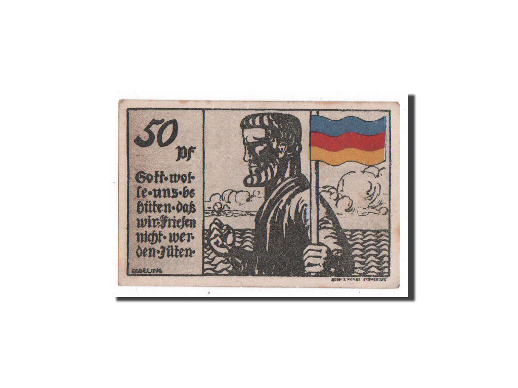Germany, Klanxbüll, 50 Pfennig, drapeau, 1920-01-10, UNC(65-70), Mehl:704.1a