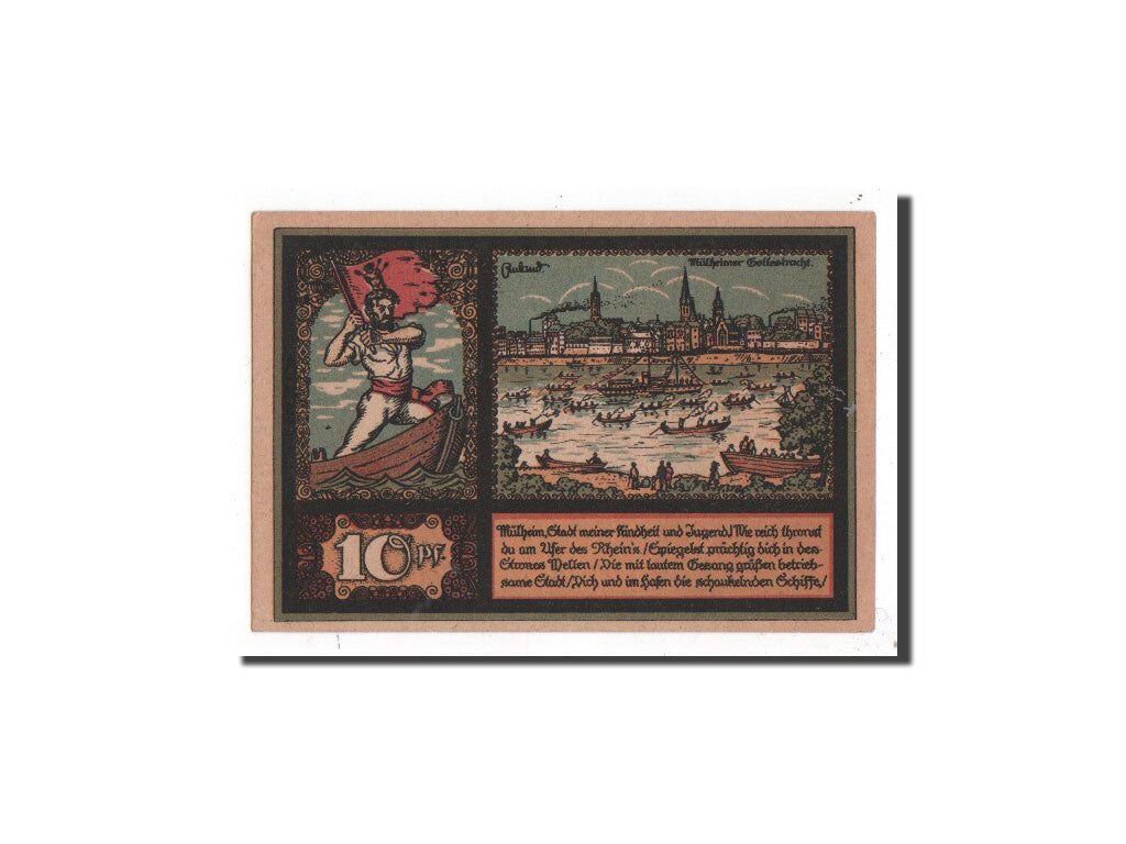 Banknote, Germany, Köln Mülheim, 10 Pfennig, bateau, O.D, Undated, UNC(65-70)