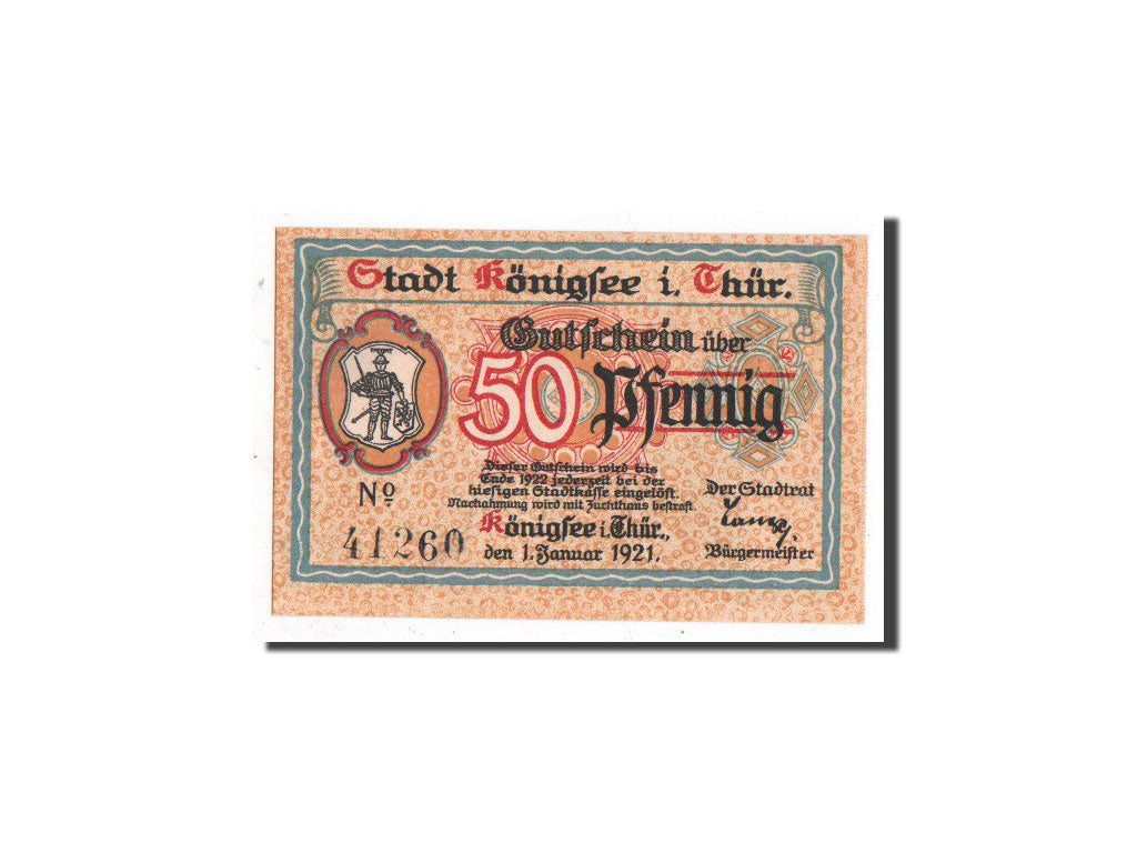 Banknote, Germany, Königsee, 50 Pfennig, lutin, 1921, 1921-01-01, UNC(65-70)