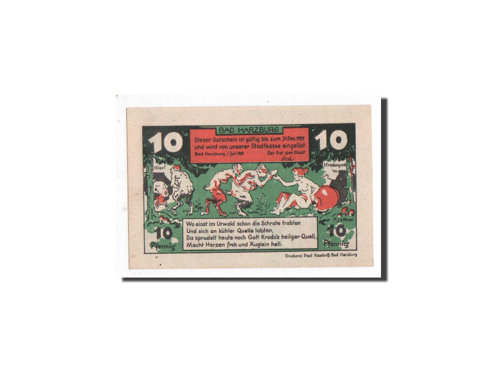 Banconote, Germania, Harburg, 10 Pfennig, personnage, 1921, Undated, FDS