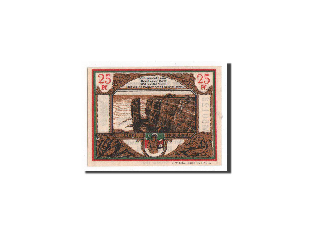 Banknote, Germany, Helgoland, 25 Pfennig, paysage, 1921, Undated, UNC(65-70)