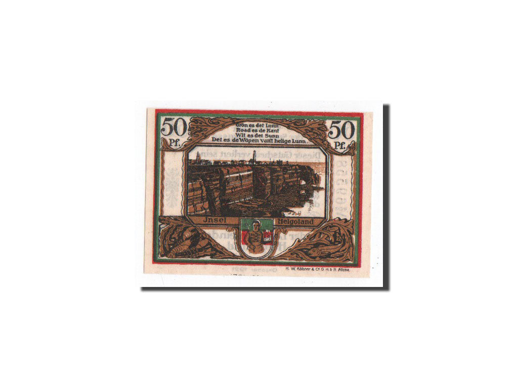 Banknote, Germany, Helgoland, 50 Pfennig, paysage 1, 1921, Undated, UNC(65-70)