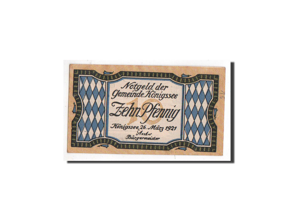 Banknote, Germany, Königssee, 10 Pfennig, paysage, 1921, 1921-03-26