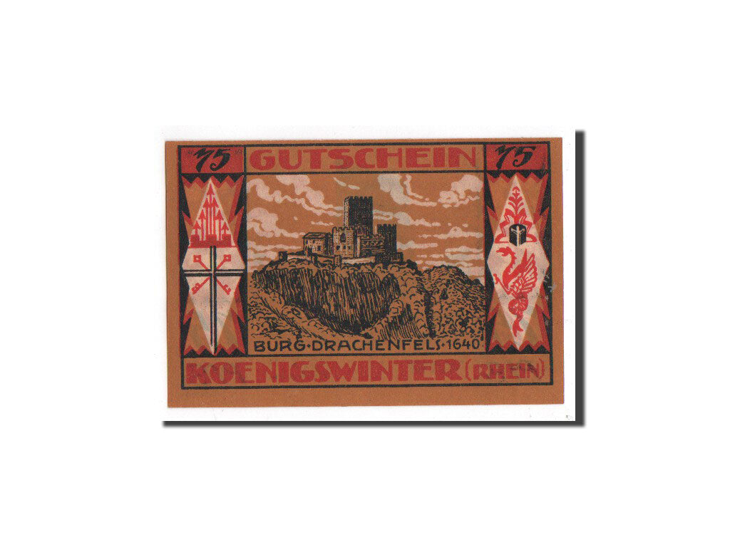 Banknote, Germany, Königswinter, 75 Pfennig, château, 1921, 1921-07-15