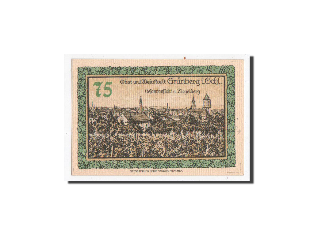 Banknote, Germany, Grunberg Stadt, 75 Pfennig, paysage, O.D, Undated