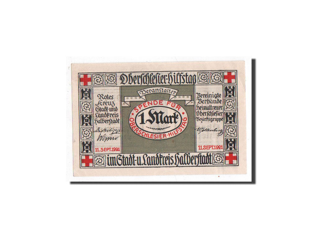 Banknote, Germany, Halberstadt, 1 Mark, chevalier, 1921, 1921-09-11, UNC(65-70)