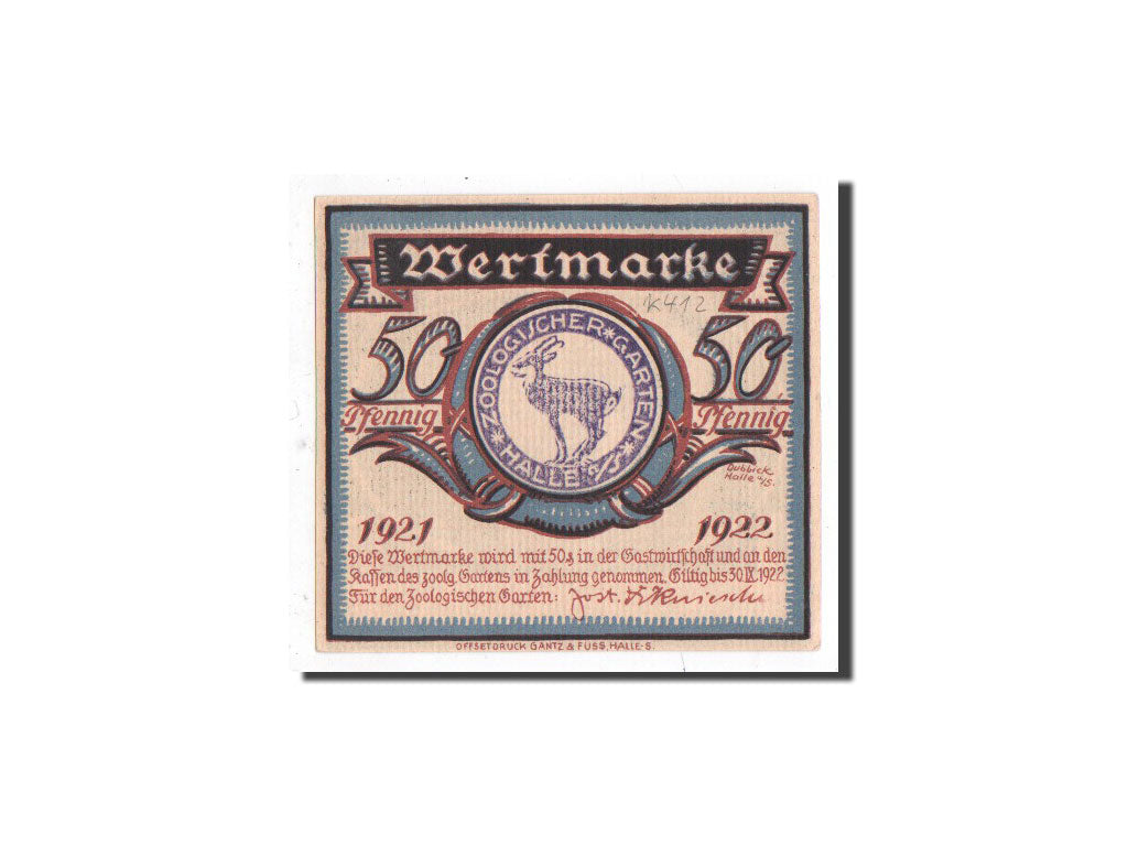Allemagne, Halle a.d. Saale, 50 Pfennig, elephant, 1921, NEUF, Mehl:510.1