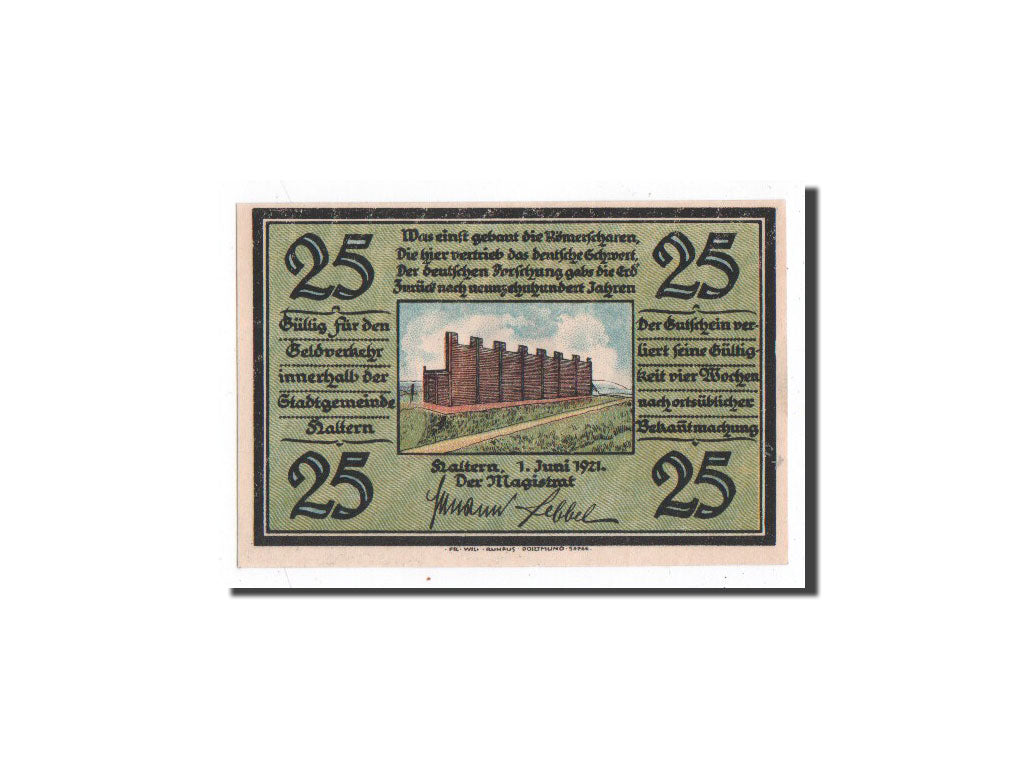 Billet, Allemagne, Haltern, 25 Pfennig, construction, 1921, 1921-06-01, NEUF
