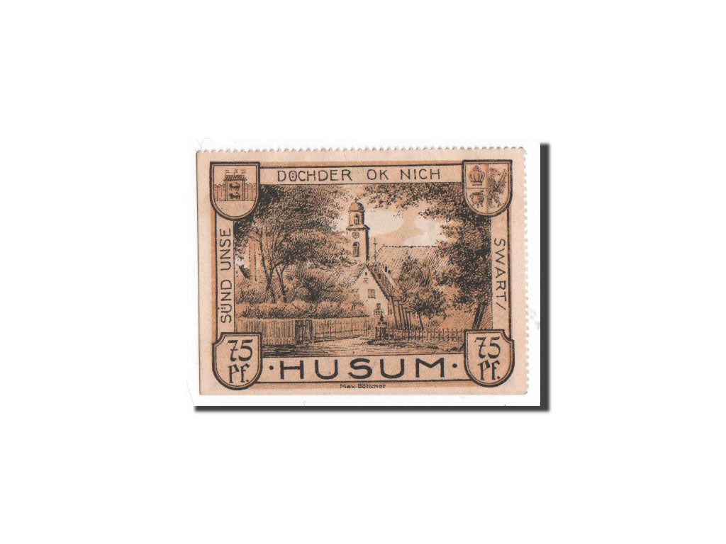 Banknote, Germany, Husum, 75 Pfennig, Eglise, 1921, 1921-09-15, UNC(65-70)