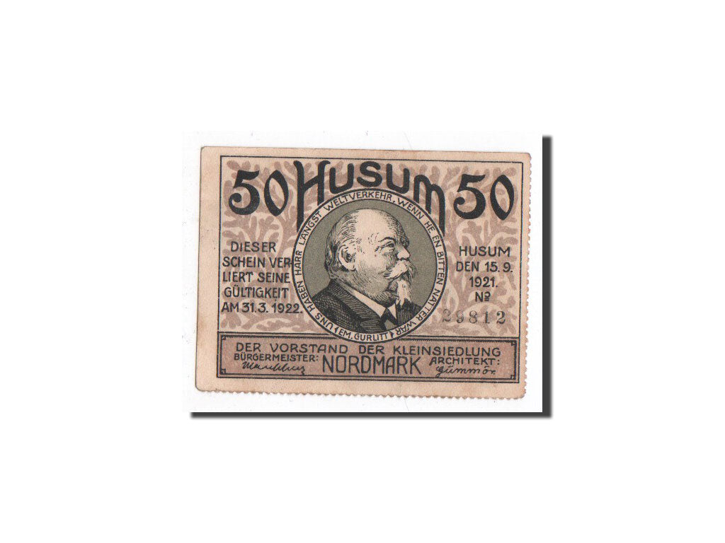 Banknote, Germany, Husum, 50 Pfennig, Eglise 1, 1921, 1921-09-15, UNC(65-70)