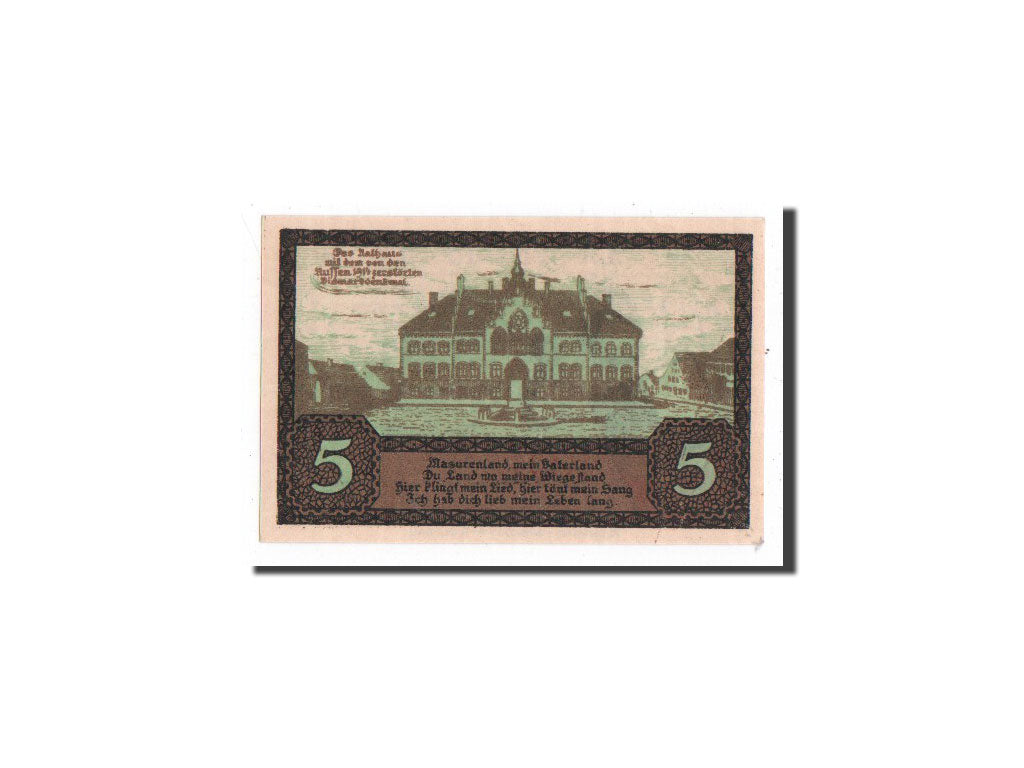 Banknote, Germany, Johannisburg, 5 Pfennig, château, 1920, 1920-10-01