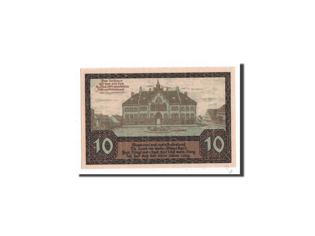 Germany, Johannisburg, 10 Pfennig, chateau, 1920-10-01, UNC(65-70), Mehl:662.1a