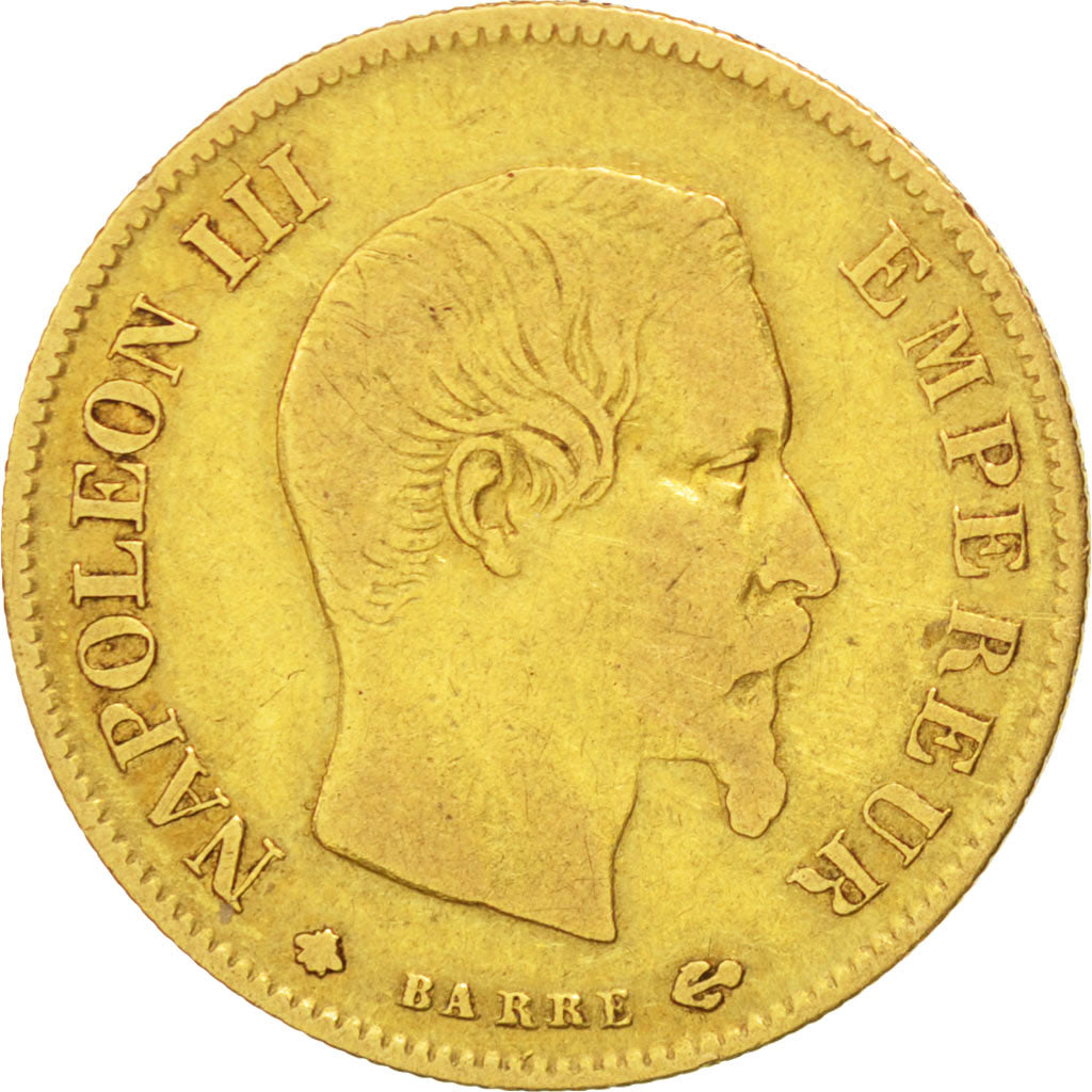 FRANCE, Napoléon III, 10 Francs, 1860, Strasbourg, KM #784.4, VF(20-25), Gold, G