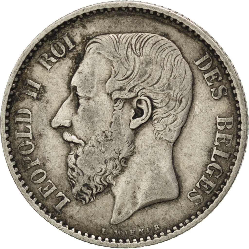 BELGIUM, Franc, 1886, KM #28.1, EF(40-45), Silver, 4.90