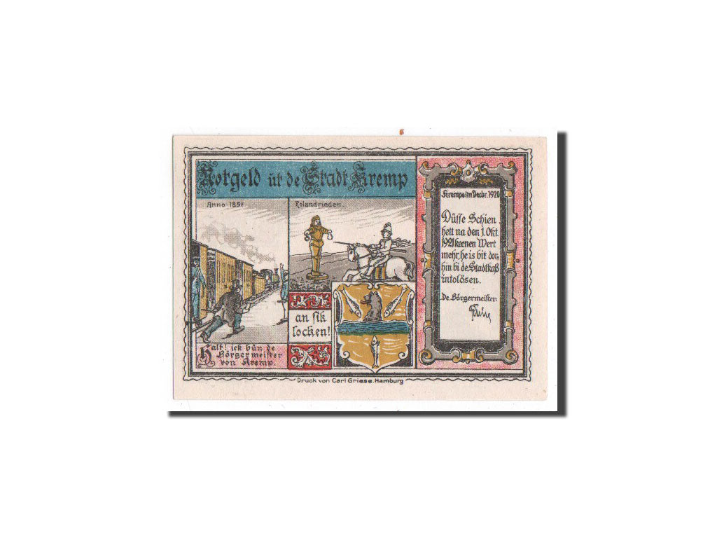 Banknote, Germany, Krempe, 25 Pfennig, personnage, 1920, Undated, UNC(65-70)