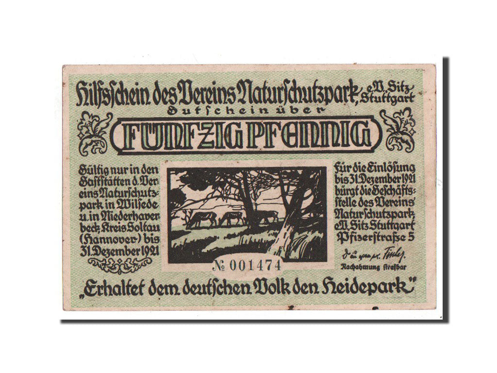 Banknote, Germany, Stuttgart, 1/2 Mark, chasseur 1, O.D, Undated, UNC(65-70)