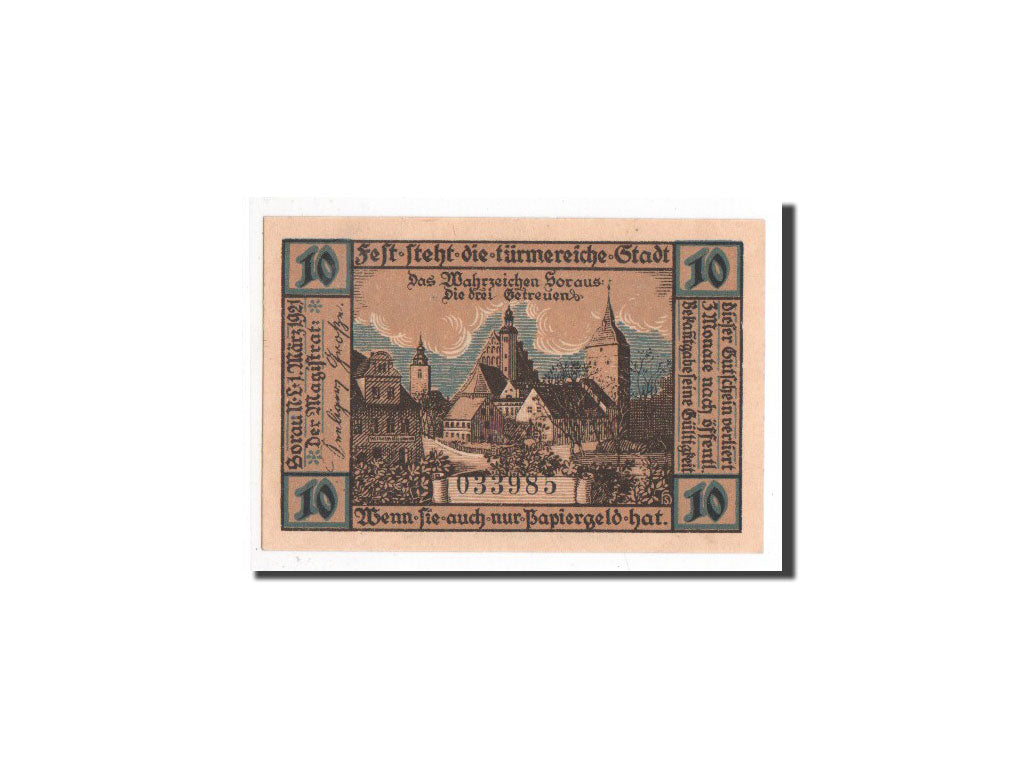Banknote, Germany, Sorau .NL, 10 Pfennig, Ecusson, 1921, 1921-03-01, UNC(65-70)