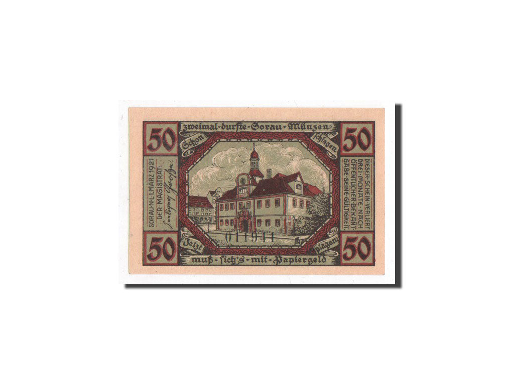 Banknote, Germany, Sorau .NL, 50 Pfennig, Ecusson, 1921, 1921-03-01, UNC(65-70)