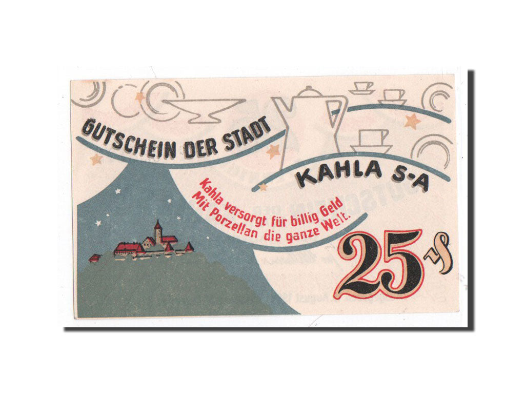 Banknote, Germany, Kahla, 25 Pfennig, château, 1921, 1921-08-15, UNC(65-70)