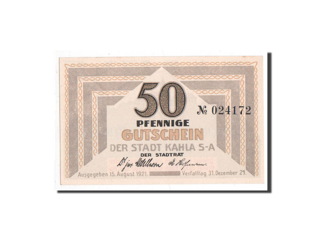 Banknote, Germany, Kahla, 50 Pfennig, château, 1921, 1921-08-15, UNC(65-70)