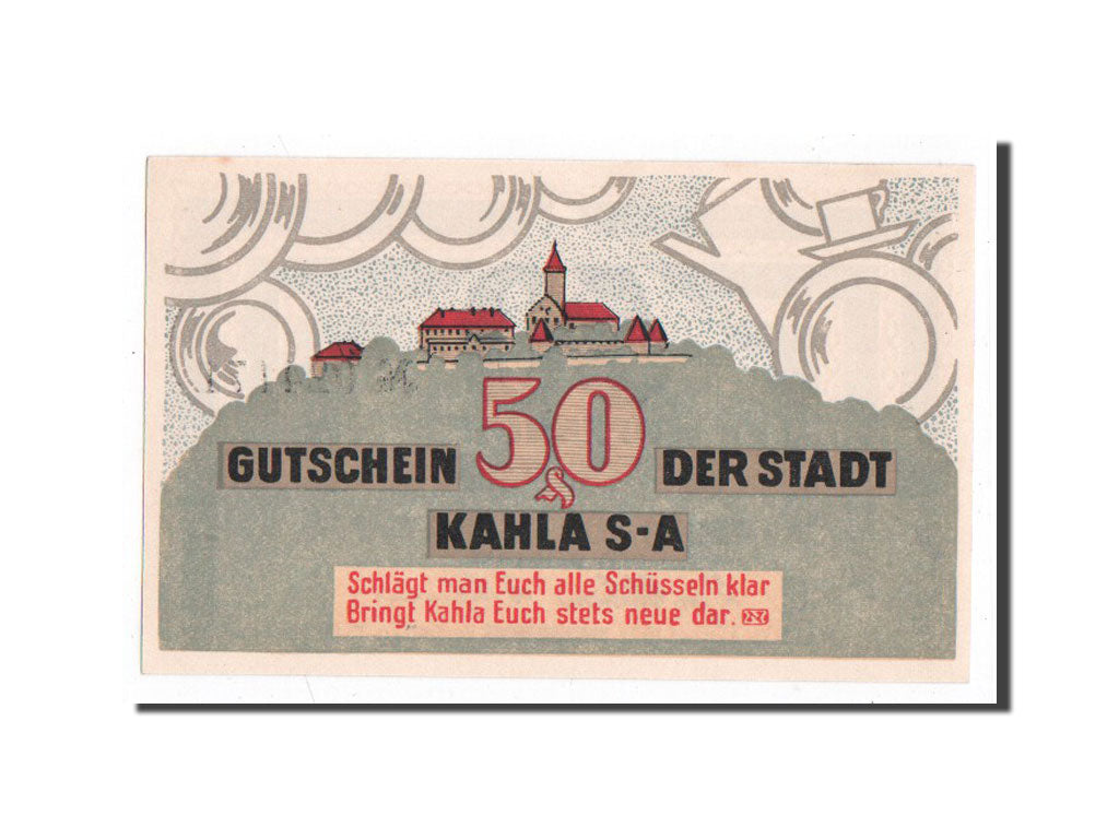 Banknote, Germany, Kahla, 50 Pfennig, château, 1921, 1921-08-15, UNC(65-70)